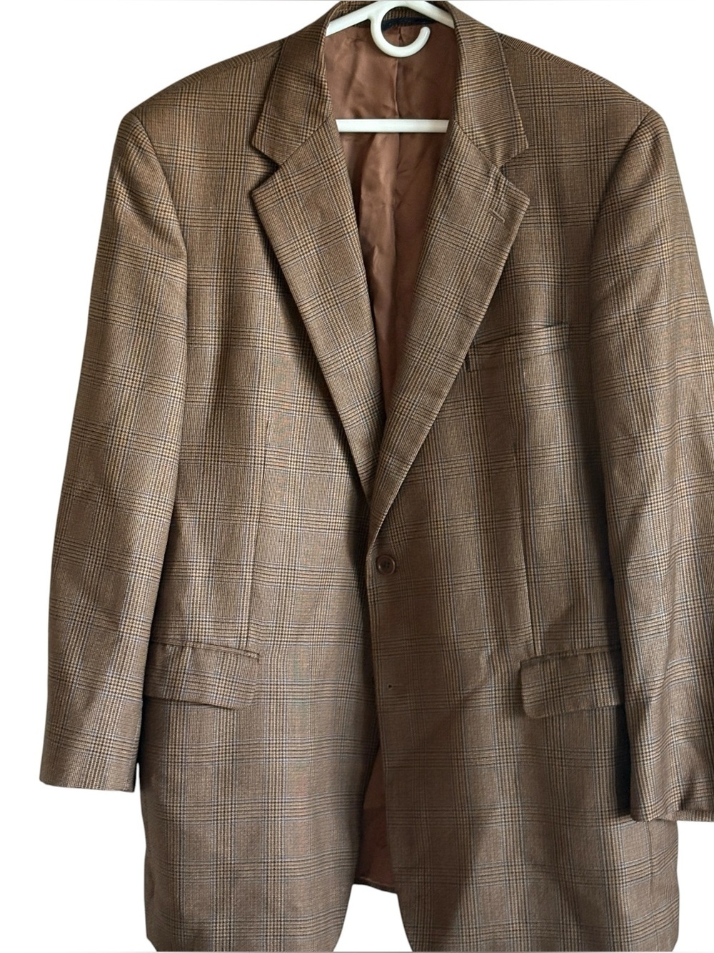 Brooks Brothers Suit Coat Size 46L Brown Blue Stripes Two Button Professional